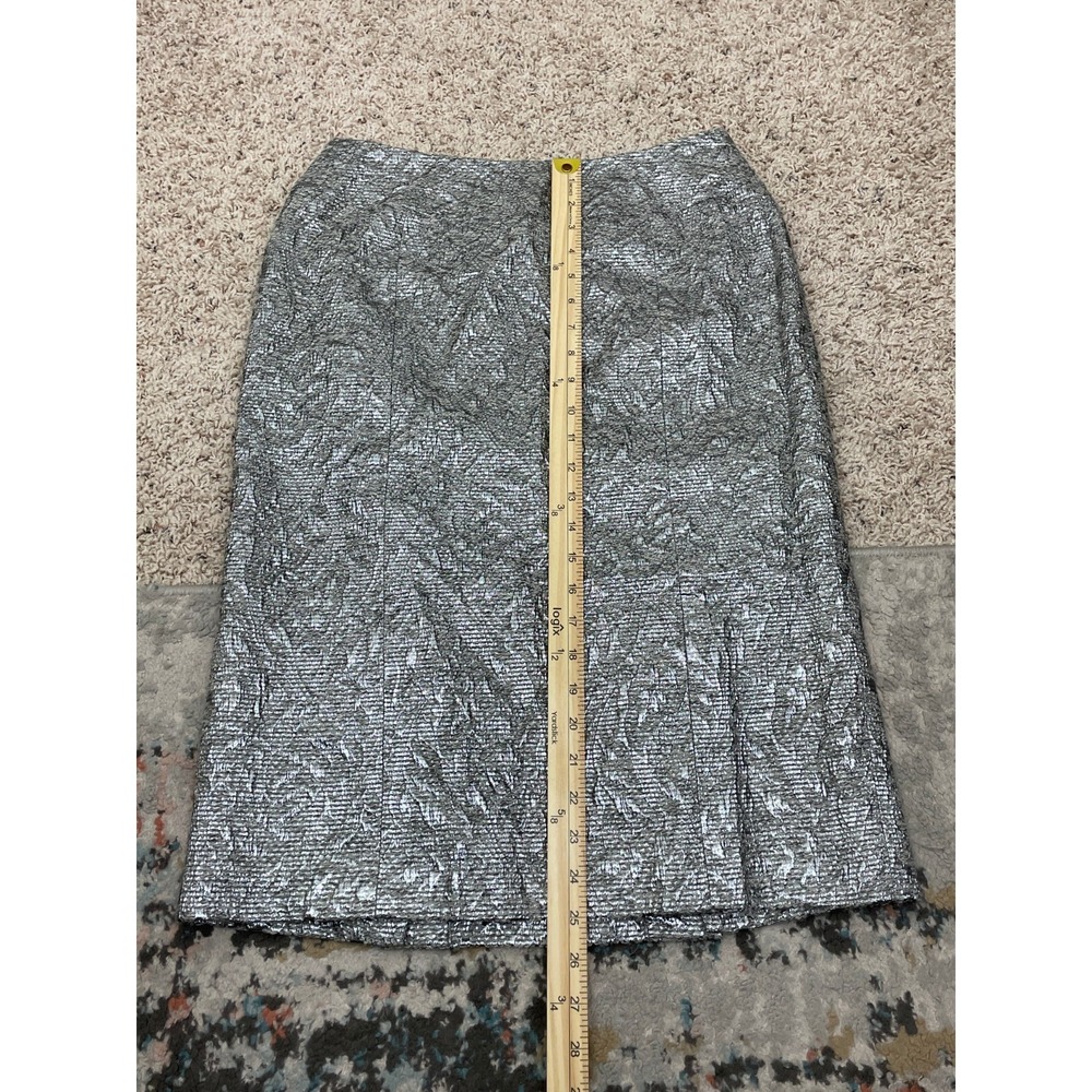 Lafayette 148 Pencil Skirt Womens 6 Silver Textured Shimmer Alpaca‎ Wool Lined - Picture 10 of 11